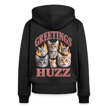 Salutations Huzz Bootleg inportable - Sweat à capuche zippé Premium bio Femme - noir - Dos - Julia (174cm)