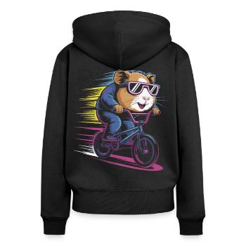 Raging hamster cyclist - Women's Premium Organic Zip Hoodie - black - Back - Julia (174cm)