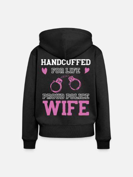 Handschellen Liebe Polizeifrau - Frauen Premium Bio Zip Hoodie - Schwarz