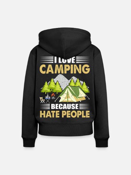 Camping - Frauen Premium Bio Zip Hoodie - Schwarz
