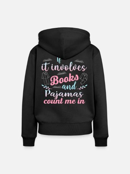 Bücher & Pyjamas Pastell-Design - Frauen Premium Bio Zip Hoodie - Schwarz