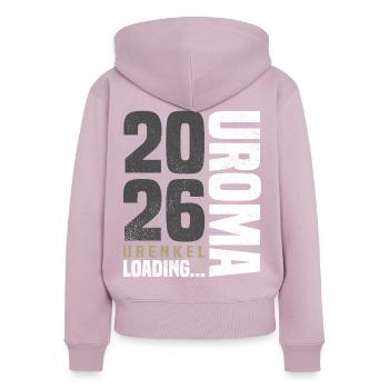 Uroma 2026 - Frauen Premium Bio Zip Hoodie - Altrosa - Hinten - Julia (174cm)