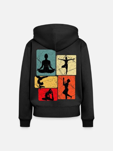 Yoga-Silhouetten in Farbblöcken - Frauen Premium Bio Zip Hoodie - Schwarz