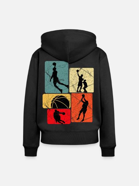 Basketball Silhouette Grid - Frauen Premium Bio Zip Hoodie - Schwarz