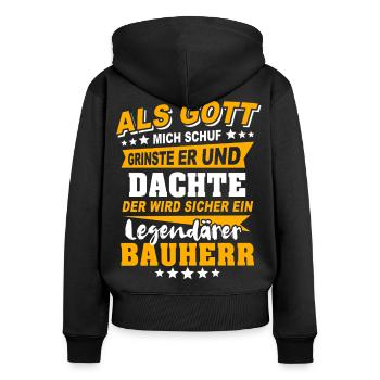 Builder Sayings - Women's Premium Organic Zip Hoodie - black - Back - Julia (174cm)