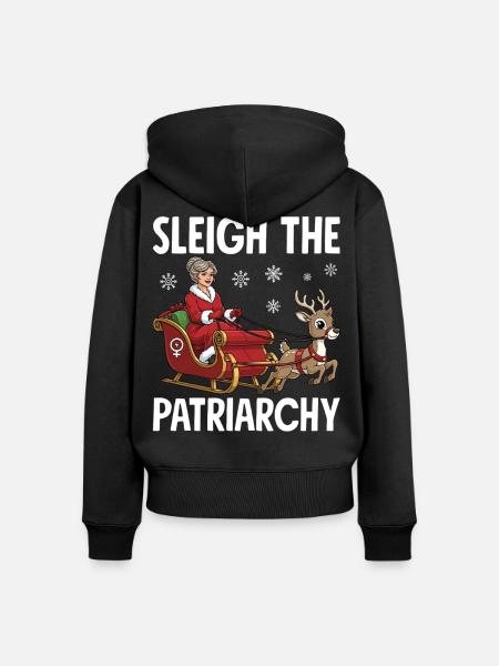Sleigh The Patriarchy - Frauen Premium Bio Zip Hoodie - Schwarz