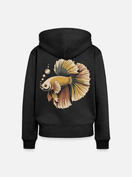 Prachtvoller Betta Fisch Print - Frauen Premium Bio Zip Hoodie - Schwarz