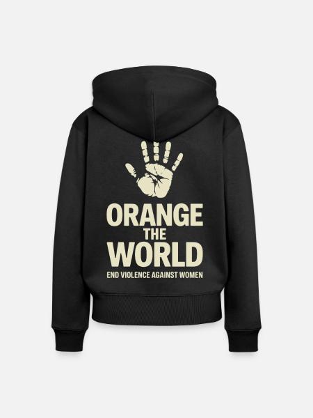 Orange The World - Frauen Premium Bio Zip Hoodie - Schwarz