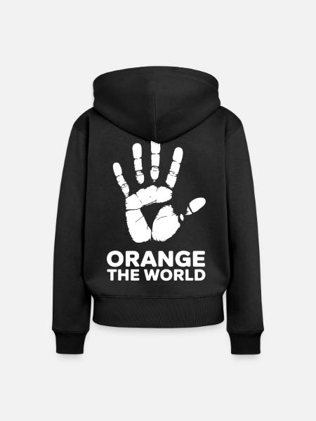 Orange The World - Frauen Premium Bio Zip Hoodie - Schwarz