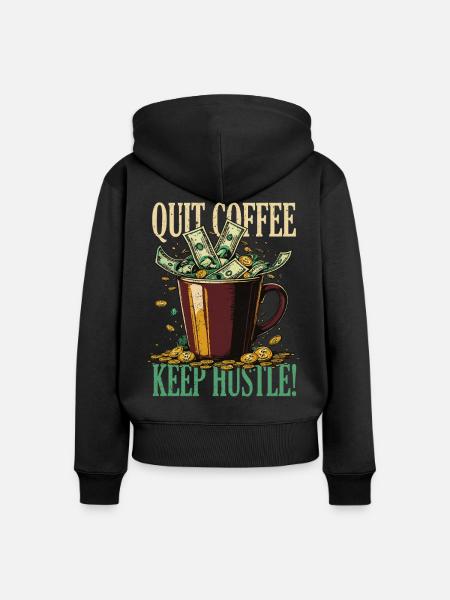Kaffeeentzug Koffeinfrei Ex-Kaffeetrinker - Frauen Premium Bio Zip Hoodie - Schwarz