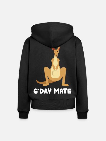 Känguru G'DAY Mate Shirt - Frauen Premium Bio Zip Hoodie - Schwarz