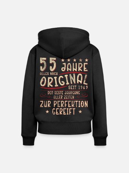 55 Jahre Original Seit 1969 - Frauen Premium Bio Zip Hoodie - Schwarz