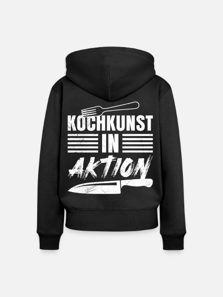 Küchenprofi KOCHKUNST IN AKTION Lustiges - Frauen Premium Bio Zip Hoodie - Schwarz