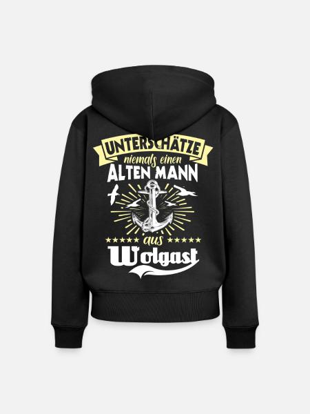 Unterschätze Wolgast Mann - Frauen Premium Bio Zip Hoodie - Schwarz