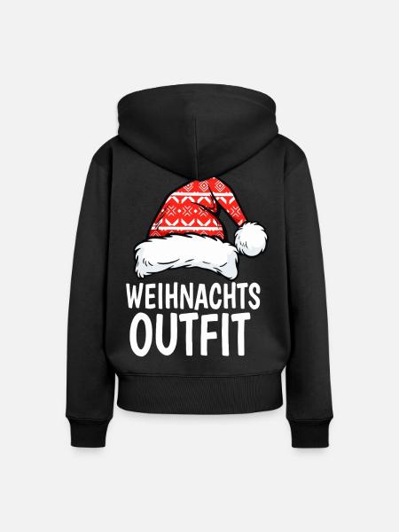 Weihnachtsmütze - Frauen Premium Bio Zip Hoodie - Schwarz