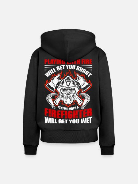 Feuerwehr - Frauen Premium Bio Zip Hoodie - Schwarz