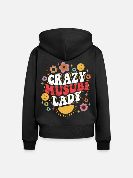 Crazy Musubi Lady - Frauen Premium Bio Zip Hoodie - Schwarz