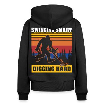 Sasquatches Dirt Fishing Big Foot - Frauen Premium Bio Zip Hoodie - Schwarz - Hinten - Julia (174cm)