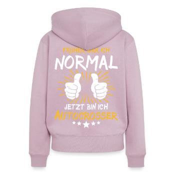 Autocrosser Spruch - Frauen Premium Bio Zip Hoodie - Altrosa - Hinten - Julia (174cm)