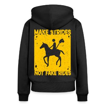 Anti Hobby Horsing - Frauen Premium Bio Zip Hoodie - Schwarz - Hinten - Julia (174cm)