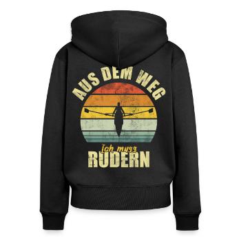 Rudern Ruderer Rudersport Lustiger Spruch Vintage - Frauen Premium Bio Zip Hoodie - Schwarz - Hinten - Julia (174cm)