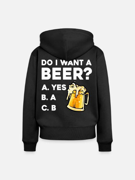 Bierfrage: Prost Humor - Frauen Premium Bio Zip Hoodie - Schwarz