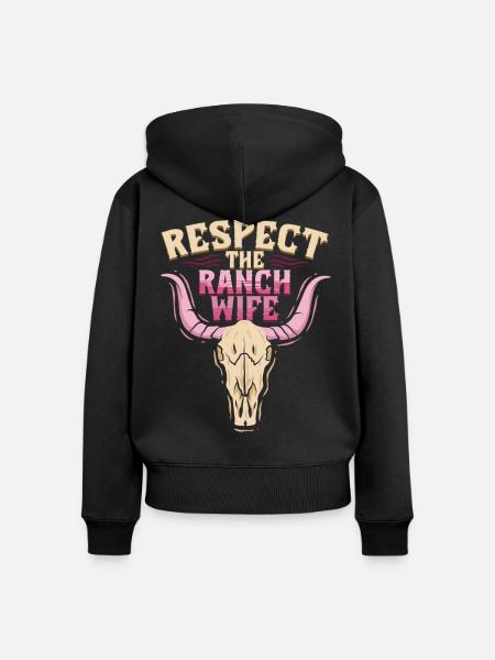 Ehefrau eines Bauern Mutter - Frauen Premium Bio Zip Hoodie - Schwarz