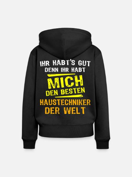 Haustechniker Geschenk - Frauen Premium Bio Zip Hoodie - Schwarz