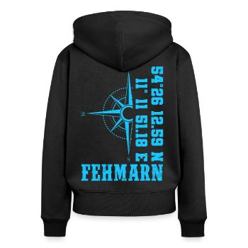 Ostsee Insel FEHMARN Souvenier Lustiges - Frauen Premium Bio Zip Hoodie - Schwarz - Hinten - Julia (174cm)