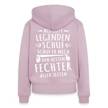 Épéiste - Sweat à capuche zippé Premium bio Femme - rose poudré - Dos - Julia (174cm)