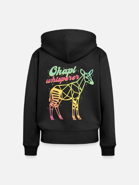 Okapi Whisperer - Frauen Premium Bio Zip Hoodie - Schwarz