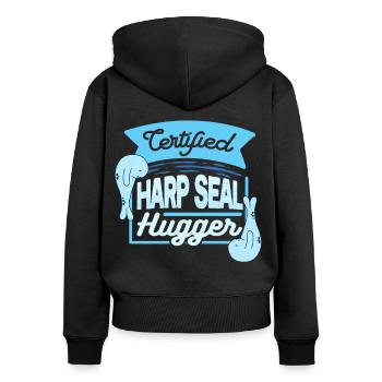 Sattelrobbe Robben Certified Harp Seal Hugger - Women's Premium Organic Zip Hoodie - black - Back - Julia (174cm)