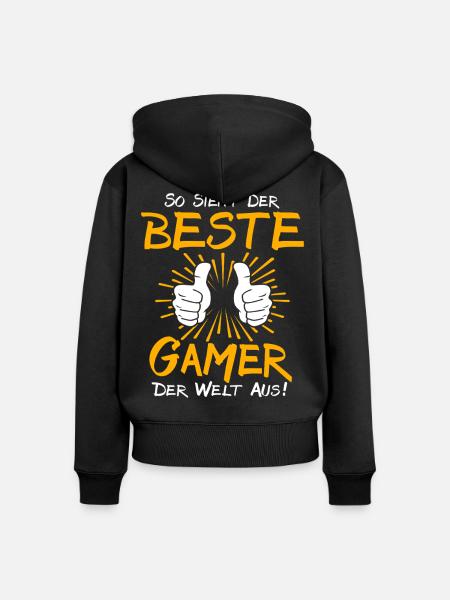 Gamer Geschenkidee - Frauen Premium Bio Zip Hoodie - Schwarz