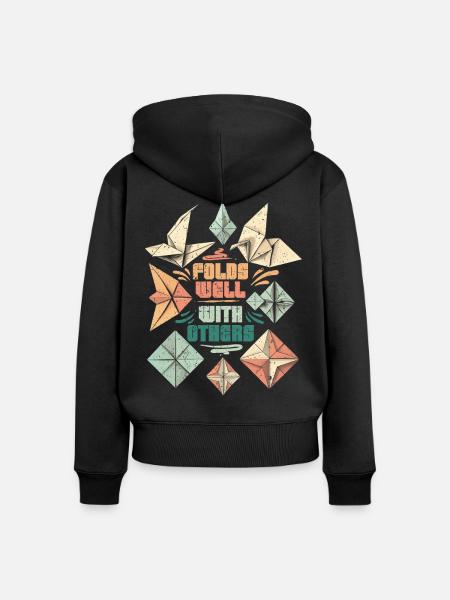 Origami Fold Well With Others - Frauen Premium Bio Zip Hoodie - Schwarz