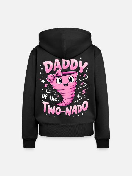Daddy Two-Nado Pink Wirbel - Frauen Premium Bio Zip Hoodie - Schwarz