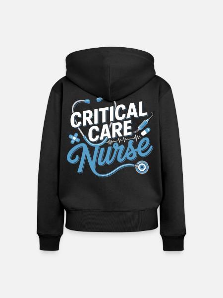 Intensivpflege Nurse Design - Frauen Premium Bio Zip Hoodie - Schwarz