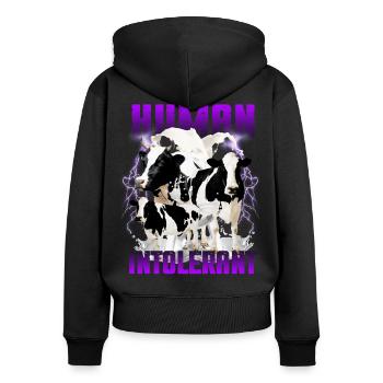 Intolérant Intolérant Pirate Inportable - Sweat à capuche zippé Premium bio Femme - noir - Dos - Julia (174cm)