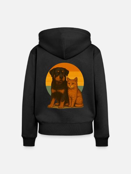 Rottweiler Katze - Frauen Premium Bio Zip Hoodie - Schwarz