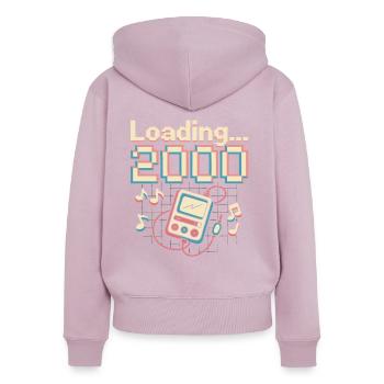 Y2K Pixel Design – Loading 2000 - Women's Premium Organic Zip Hoodie - dusky pink - Back - Julia (174cm)