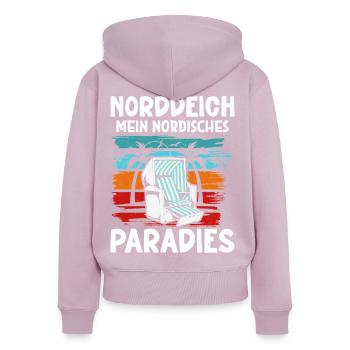 North Sea NORTH DIKE MY NORDIC PARADISE Funny - Women's Premium Organic Zip Hoodie - dusky pink - Back - Julia (174cm)