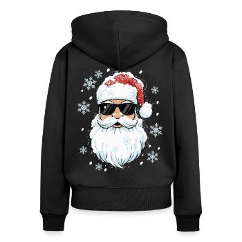 Père Noël cool - Père Noël avec des lunettes de soleil - Sweat à capuche zippé Premium bio Femme - noir - Dos - Julia (174cm)