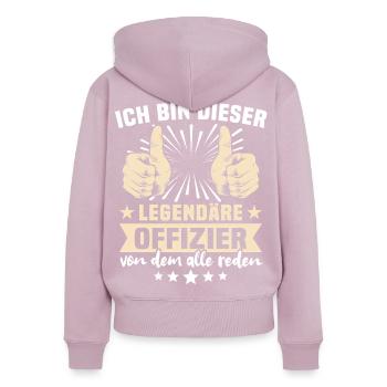 Offizier Sprüche - Frauen Premium Bio Zip Hoodie - Altrosa - Hinten - Julia (174cm)