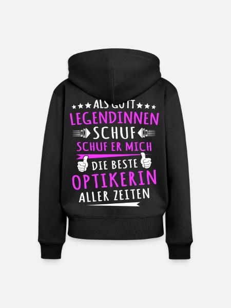 Optikerin Sprüche - Frauen Premium Bio Zip Hoodie - Schwarz