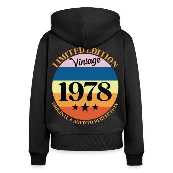 1978 Vintage Geburtstagsgeschenk 78 Geburtstag - Frauen Premium Bio Zip Hoodie - Schwarz - Hinten - Julia (174cm)