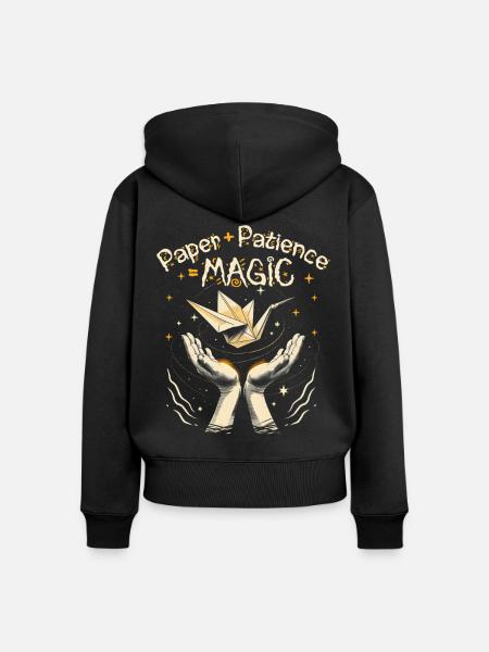 Origami Paper + Patience = Magic - Frauen Premium Bio Zip Hoodie - Schwarz
