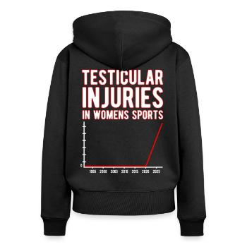 Blessures testiculaires dans le sport féminin Inportables - Sweat à capuche zippé Premium bio Femme - noir - Dos - Julia (174cm)