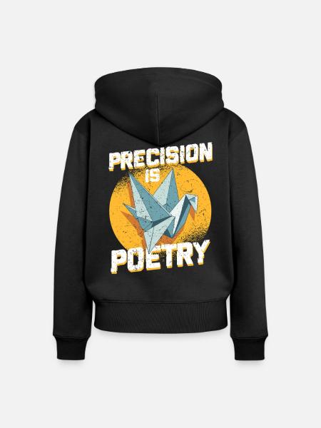 Origami Precision Is Poetry - Frauen Premium Bio Zip Hoodie - Schwarz