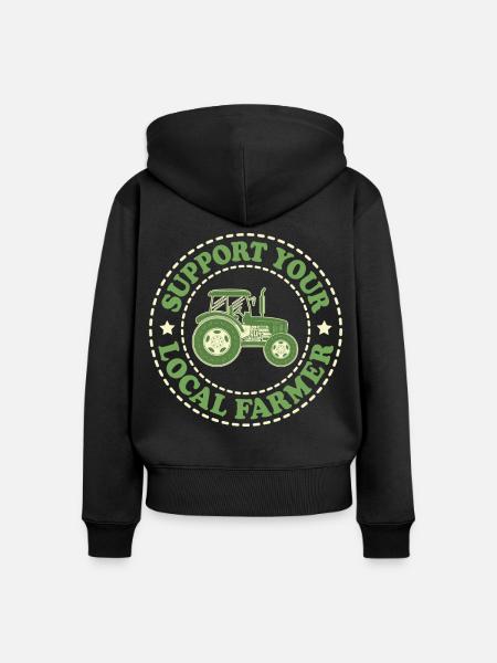 Support Your Local Farmer - Frauen Premium Bio Zip Hoodie - Schwarz