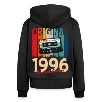 30. Geburtstag Kassette Januar Jahrgang 1996 - Frauen Premium Bio Zip Hoodie - Schwarz - Hinten - Julia (174cm)