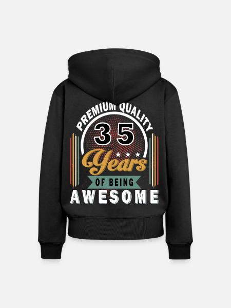 35 Jahre Awesome Retro-Badge - Frauen Premium Bio Zip Hoodie - Schwarz